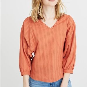 Madewell Raglan Peasant Top orange